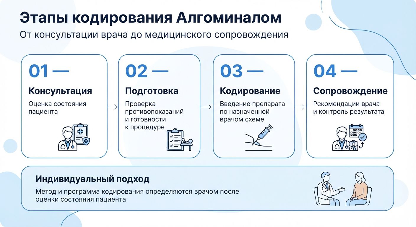 Кодирование препаратом «Алгоминал» в Шагонаре инфографика